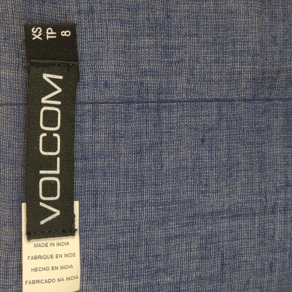 Volcom Blue Sheer Gauzy Hi-Lo Button LS Ruffle Hem Boho Tunic Blouse - Picture 3 of 15